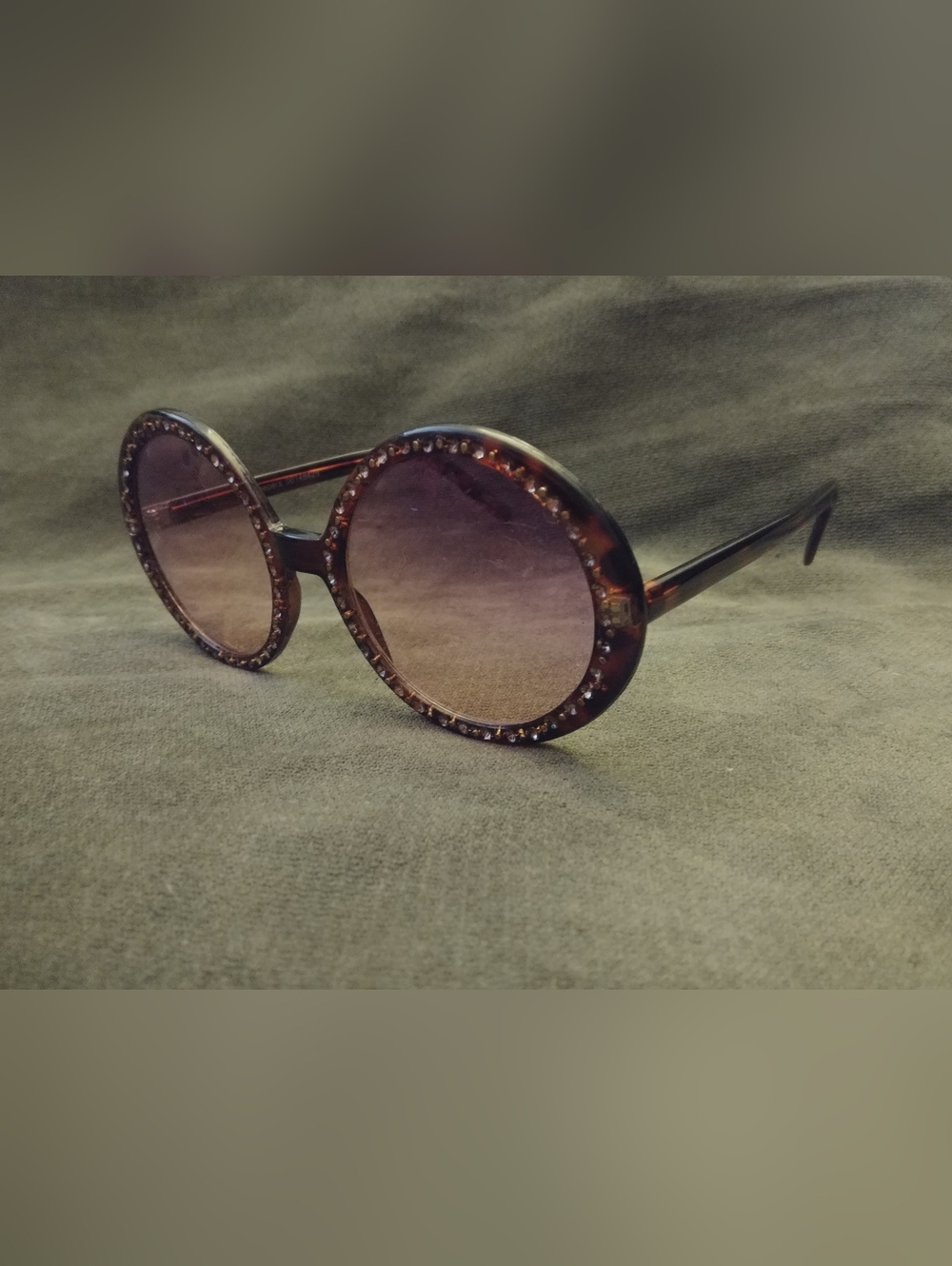 Dr Peppers Round Tortoiseshell Sunglasses with Rhinestone Detail